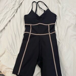 Abercrombie & Fitch Black Jumpsuit with Taupe Trim